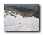 2005-08-20 Lyell (14) look back at the three on glacier